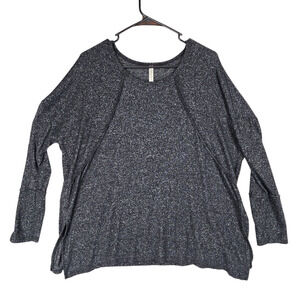 Forgotten Grace Sweater S Women Gray Black Heathered Lagenlook Oversized‎ Boxy